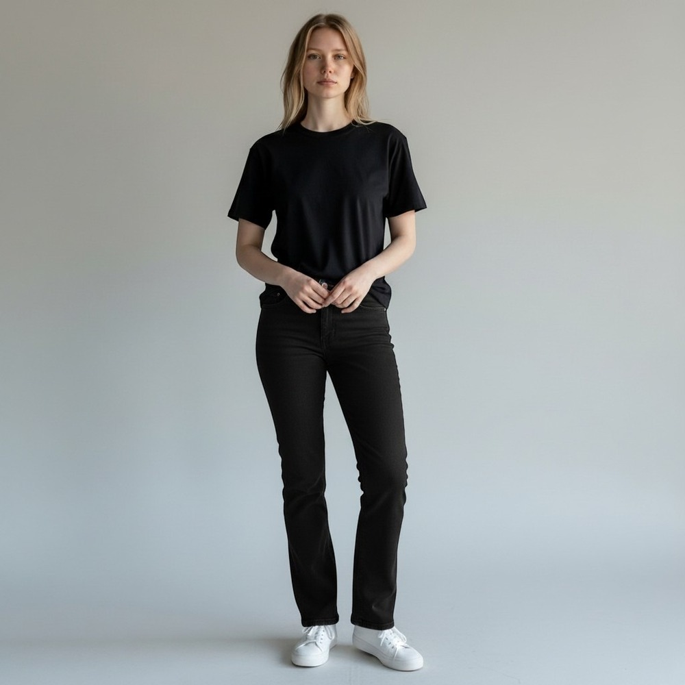 Lauren Ralph Lauren Womens Straight Leg Jeans Black Denim Size 6 Mid Rise LRL